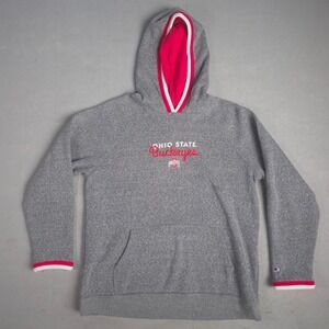 Champion Ohio State Buckeyes Grey Red Trim Hooded Sweatshirt Mens XL